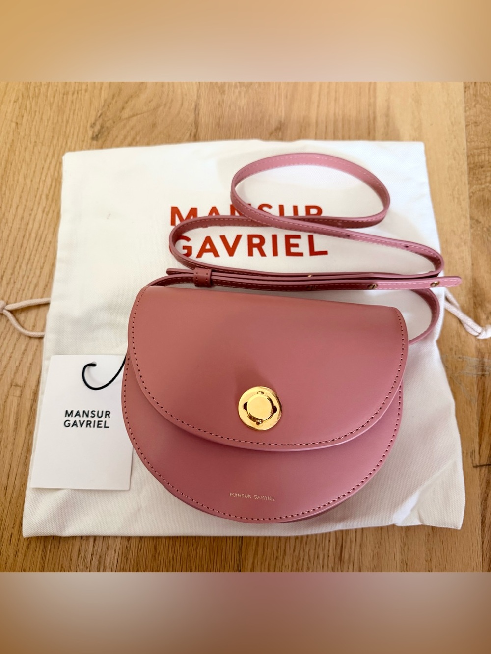 AUTH NWT Manaus Gavriel mini saddle bag in blush